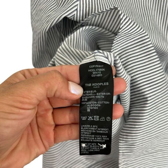 The Kooples Slim Blue White Pin Stripe Button Front Shirt Size XS Straight Cut - Picture 6 of 11